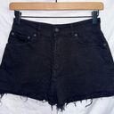 Mango  MNG Black Wash High Waisted Cut Off Denim Shorts size US 2 Photo 0