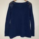 Rebecca Taylor  Navy Blue Boho Beachy Open Knit Sweater with Tassels Photo 11