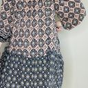 Angie NWT  Women’s Mini Geometric Printed Boho Hippie Puff Sleeve Dress Photo 6