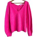 Helmut Lang  Pink Womens Large Fuzzy Soft V-Neck Long Sleeve Pullover Top Pink Photo 0