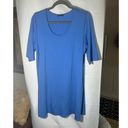 Eileen Fisher  Canary Blue Soft Scoop Neck Relaxed Fit Tunic Top Womens L Tencel Photo 2