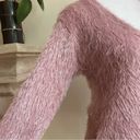 Lush Clothing LUSH Pink Eyelash Fuzzy Twist Knot Low Back V Neck Women Size S Boho Long Sleeve Photo 6