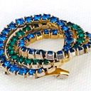 Vintage Blue  and Green Rhinestone Circles Brooch Pin Photo 7