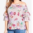 City Chic  spring blooms pink gingham floral blouse Photo 1