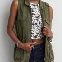 American Eagle  Army Green Zip Up Utility Vest with Waist Drawstring size Small Photo 0