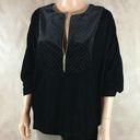 T Tahari  'Lala' Gold Studded 3/4 Sleeve Velvet Top NWT M Photo 2