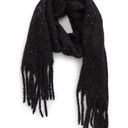 BP  Speckled Fringe Trim Muffler Black White Chunky Oversized Scarf Photo 1