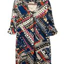 Aryeh  3/4 Bell Sleeve Knit Midi Shift Dress Blue Orange Pink Size XL Photo 0