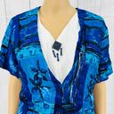 American Vintage Cascais of California (L)  Y2K Womens Blue Floral Blouse Top Photo 1