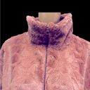 cupio  Faux Fur Fuzzy Animal Print Textured Blush Full Zip Satin Lined Jacket XL Photo 3