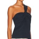 Veronica Beard  Belinda One Shoulder Top Ink Blue Jacquard 14 Photo 0