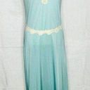 Vassarette  Long Teal Nightgown Lace Trim Sleeveless Made USA Vintage Size S Photo 0