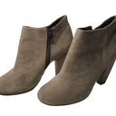 Candie's  Faux Suede Ankle Boots Booties 10 Taupe Side Zip Round Toe Block Heel Photo 0