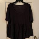 American Eagle  Summer Black Lightweight Short Sleeve Peplum Top Size Small Photo 0