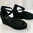 Eileen Fisher  Wylee Black Suede Peep Toe Platform Wedge Heel Sandals 7 Photo 0