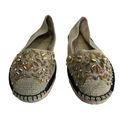 Brian Atwood  Hartwell Jewel Embellished Slip On Espadrille Loafers 10 Photo 1