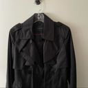 Tahari  Black Ruffle Detail Trench Coat Photo 4