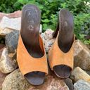 Candie's Vintage 70s  Camel Tan Suede Resin Slide Mule Heels Photo 2