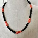 Onyx Black   beaded and coral long twisted necklace Photo 0