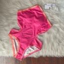 PilyQ  Pink Crochet Trim High Neck One Piece Swimsuit NWT Photo 0