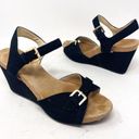 Taryn Rose  TAKIE Wedge Genuine Suede Leather Black Sandals Women’s Size 7M Photo 1