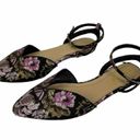 Shoedazzle Embroidered Pointed Toe Flats Sandals Size 8  Black Pink Photo 3