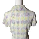 St. John  Abstract Print Pastel Color Silk Button Down Top Sz 10 Photo 5