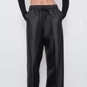 ZARA  Blogger Favorite Black Faux Leather Straight Leg Pants Large Photo 0