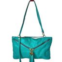 Vera Pelle VTG  Italian LEATHER HANDBAG Teal Crossbody Shoulder Wristlet Clutch! Photo 1