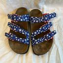 Birkenstock  Birkis American Flag Red White Blue Stars Slip On Buckle Sandals Photo 1