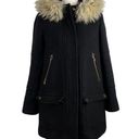 J.Crew  Chateau Wool Coat 10 Parka Black Italian Stadium Cloth Nello Gori Hood Photo 0