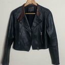 Paige NWOT  black leather / silk jacket with brown collared lining (‎ XS ) Photo 1