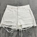 Rolla's  Denim Shorts Womens Size 27 Dusters High Rise Slim White Distressed Photo 0