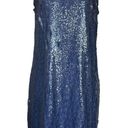 Carmen Marc Valvo  Sequin Shift Dress in Blue Denim 4 Photo 2