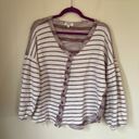 Umgee cardigan sweater maroon striped balloon sleeves short length Women’s sz L Photo 2