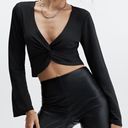 Fabletics  sleek knit twist front top - black - size medium Photo 0