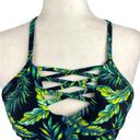 Cabana Del Sol  Palm Leaf Tropical Criss Cross Bikini Top Medium Green Photo 1