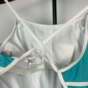 Nike  Aqua Blue One Piece Racerback Bathing Suit with White Trim Photo 8