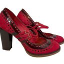 Juicy Couture  Women Red Leather Hole Buckle High Block Heel Mary Jane Shoes NWOT Photo 0