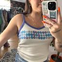 Unionbay Vintage  Rib Knit Scoop Neck Printed Tank Top White Blue Photo 4