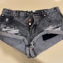 One Teaspoon Distressed Gray Black Denim Bandit Shorts Leather pockets size 27 Photo 0