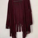 POL  faux suede cardigan western fringe trim tassel burgundy size small Photo 0