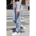 Brandy Melville John Galt Light Wash High Waisted Relaxed Fit Raw Hem Jeans 25 Photo 1