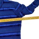 Chico's  Design Womens Royal Blue stripe Side Slit Button Down Shirt Size 1 Photo 5