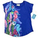 Caribbean Joe Women's Short Sleeve Seahorse Coastal Beach Graphic Top Small Photo 7