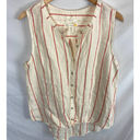 C&C California  Linen Stripe Sleeveless Button Down Shirt Size Large Photo 0