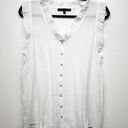 Harvé Benard Harve Bernard Ruffle Trim Button Down White Top Women's XL Lightweight Beachy Photo 0