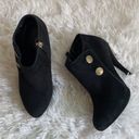 Guess Black velvet stilettos buttons detailing pointy toes booties, Size 7M Photo 1