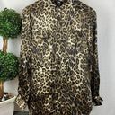 W By Worth Worth Silk Black & Brown Leopard Animal Print Long Sleeve Button Up Blouse Top M Photo 0