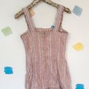 Alexis L  Pink Striped Ruffle Skirt Linen Mini Dress Photo 2